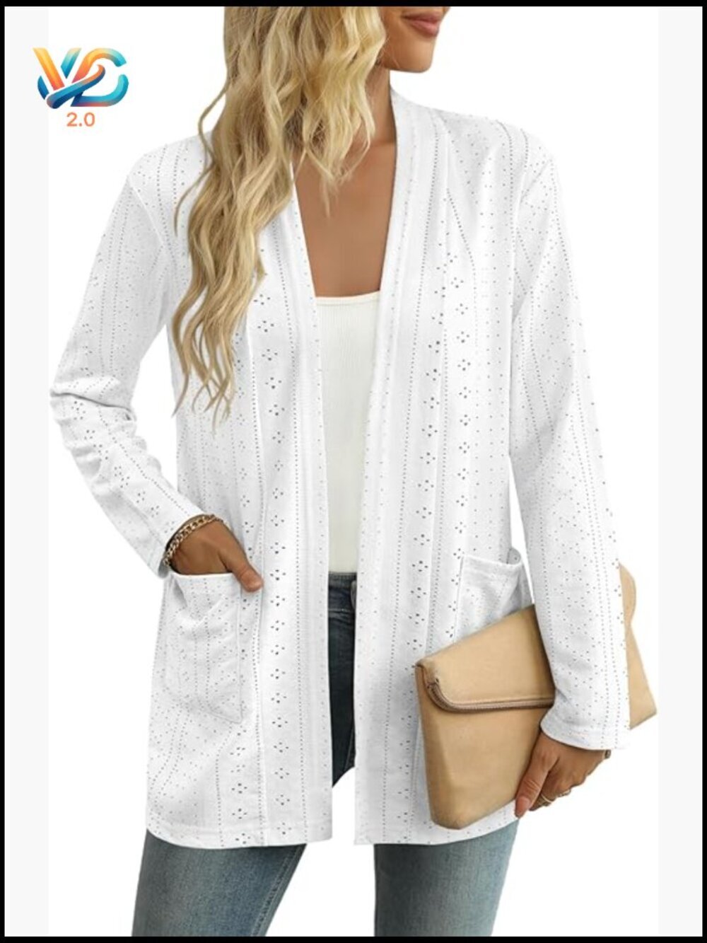 Lightweight Open Front Cardigan with Pockets Long Sleeve Loose Fit